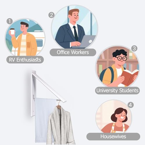 Clothes Drying Rack Folding Indoor,Laundry Room Organization,Wall Mounted Drying Racks for Laundry,Laundry Drying Rack Collapsible,Laundry Drying Rack,Retractable Clothesline (Pearl White) - color: Pearl White