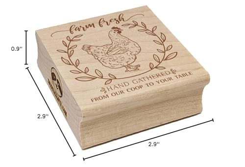 Farm Fresh Hand Gathered Chicken Eggs from Our Coop to Your Table Square Rubber Stamp for Stamping Crafting - 2.75in Large - size: 2.75in Large