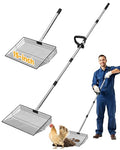 15" Extra Large Chicken Poop Scooper with Ergonomic Grip, Adjustable Length (24.6"–76.6"), Metal Sifting Shovel with Holes for Chicken Coop Cleaning, Multifunctional Chicken Manure Scoop