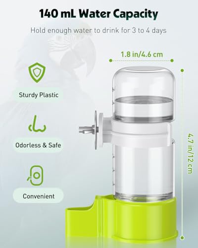 Pawfly 2 Pcs Bird Water Dispenser, Automatic Bird Water Feeder, Plastic Bird Cage Water Dispenser, Green Parrot Waterer for Parakeet Cockatiel Budgie Lovebirds (Not Fit for Food Feeding) - color: Green, size: 2 PC