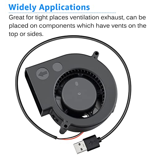 GDSTIME DC 5V USB Powered 97mm x 33mm Blower Fan, L/M/H 3 Speed Controller | 9733, Brushless, Squirrel Cage, Centrifugal, for Receiver DVR Xbox Modem AV Cabinet Cooling - size: 97mm x 33mm