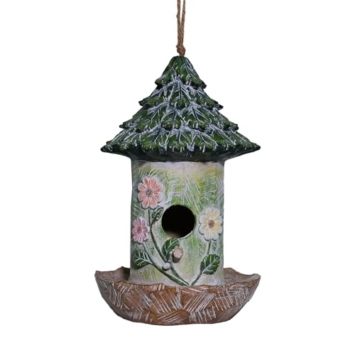 Bird Houses for Outside Resin Bird Room Garden Courtyard Backyard Decor | Garden PatioYard Dcoration Durable Waterproof Outdoor Housewarming Gift Easy Cleaning Lift Rope