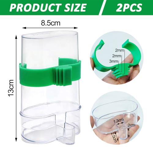 2 Pcs Automatic Bird Water Dispenser, Bird Water Feeder, Bottles Parrot Drinker Seed Food Container, Parakeet Cage Accessories for Parakeet Budgies Cockatiel Lovebird Small Birds Canary Finch