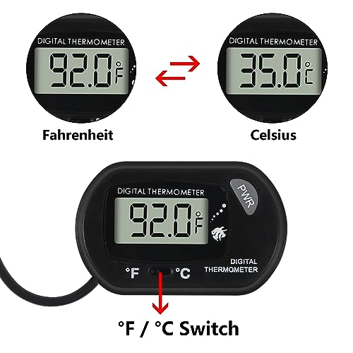 6Pcs Aquarium Thermometer Fish Tank Thermometer Reptile Fahrenheit Terrarium Water Temperature Indicator Test Digital with LCD Display Fahrenheit/Celsius - color: 6PCS