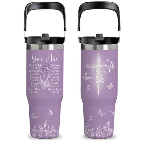 30oz Christian Tumbler with Handle - Stainless Steel Insulated Travel Mug with Bible Verse, Inspirational Gift for Women, Mom, Daughter - Jesus Scripture Cup for Christmas, Birthday, Mother's Day - color: Christ2