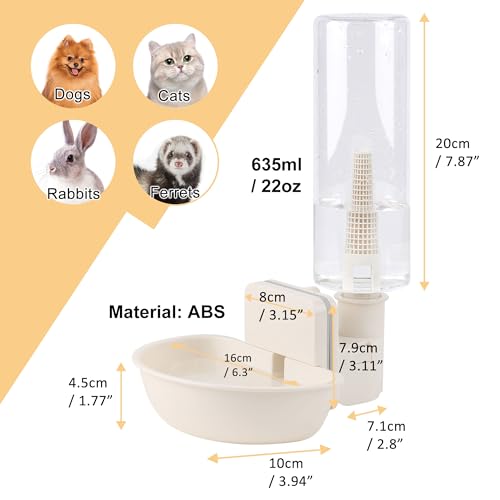 Hanging Automatic Food Water Dispenser,Gravity Pet Feeder Water Dispenser Set,Cage Cat Water Dispenser,Food Bowl for Bunny Guinea Pig Ferret Water Dispenser (Large Bowl Size) - size: Large Bowl Size