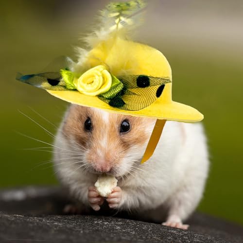 6-Pack Mini Chicken Hats for Hens, Dolls Hats, Cute Decorations | Cotton & Polyester, 2.76 in (7 cm), Adjustable Chin Strap, Fits Small Animals - style: Single-Flower-Suede-2