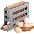 4 Tier Egg Roller Dispenser, Automatic Rolling Egg Holder, 28 Egg Capacity | Gravity-Fed Rolling System, Smooth Egg Dispensing, Grey Design, Easy Refill, Stable Placement - color: Light Gray