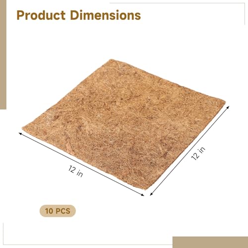 OMISTAR 10 Pack Nesting Pads for Chicken Coop, 12 x 12 in Chicken Nesting Pads Coconut Coir Washable Reusable Non Slip Nesting Box Pads Laying Pads Cut to Fit