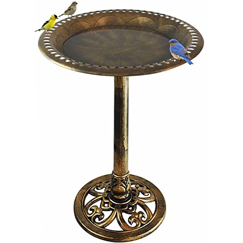 Westcharm 28 Inch Lightweight Poly Resin Outdoor Birdbath for Outside with Decoration Pedestal Base Stand - Pedestal Bird Bath for Outdoors Yard and Garden - Antique Bronze - color: Bronze, size: 28 Inch Tall