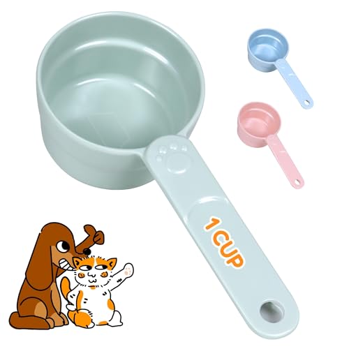 1 Cup Dog Food Scoop, Extra Long Handle Sturdy Melamine Pet Food Measuring Scoop with Clear Marking Lines, BPA-Free, Shatterproof, Dishwasher Safe (Green, 1 Cup) - color: Green, size: 1 Cup
