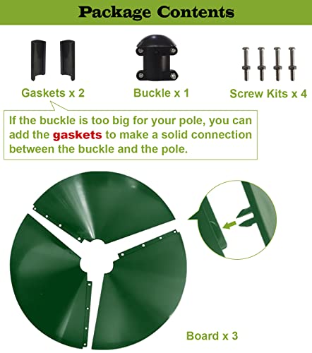 19 Inch Wide Squirrel Baffle for Bird Feeder Pole, Outside Pole Mount Stopper & Bird House Guard for Outdoor Shepherd’s Hook, Green, 1 Pack - color: Green