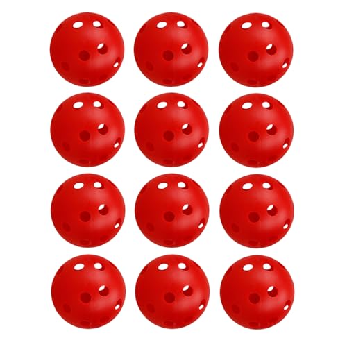 12Pcs Cat Ball Toy, Low Noise No Bells Holey Plastic Cat Balls, Funny Interactive Cats Toys for Indoor Cats, Firm Toy Balls for Kitten Puppy Ferret Bird (1.65", Red) - color: Red, 12/Pack