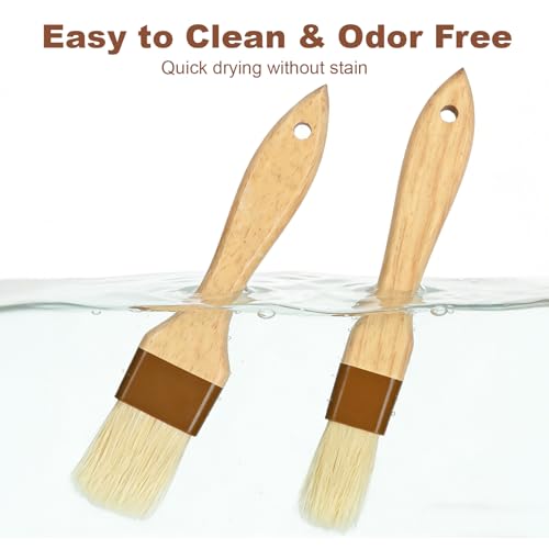 4 pcs Pastry Brush, Natural Bristle Basting Brush for Cooking and Baking, Premium BBQ Brushes for Butter, Oil, Egg, Sauce, Turkey, Marinade and Kitchen Food by SFIUYLB - color: 1inch & 1.5inches -- 4PCS