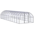 9.8x9.8x6.6 ft Galvanized Steel Large Chicken Coop for Chickens Ducks Goats Easy Assembly Pet Enclosure Backyard Farm - color: Silver-A, size: 9.8 x 9.8 x 6.6 ft (W x L x H)