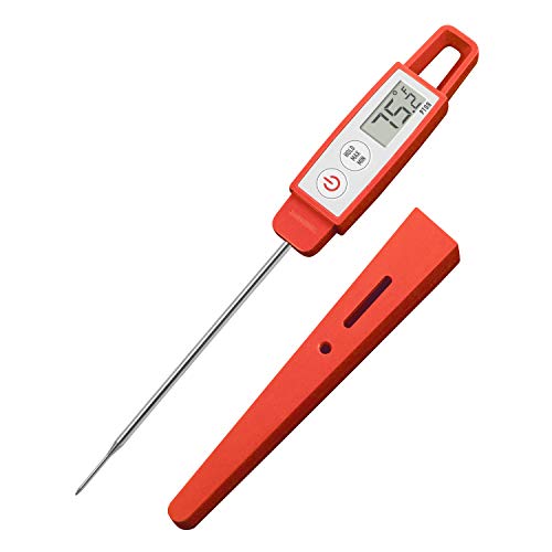 Lavatools PT09 Super-Quick Commercial Grade Digital Thermometer for Cooking, Meat, Candy, Candle, Liquid, Oil, 4.5" Compact Probe, Splash Proof, °C/°F Toggle, Hold Function - Sambal - color: Sambal, size: Regular