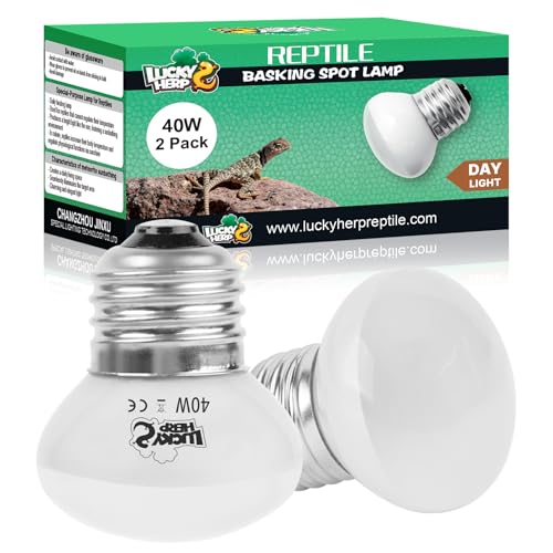LUCKY HERP Heat Lamp Bulbs, 40W Reptile Heat Lamp 2 Pack Reptile Heat Lamp Bulbs, Daylight Basking Spot Heat Light Bulb, Amphibians Lamp Bulbs for Chameleons, Snakes, Lizard, Turtle - color: 40-d