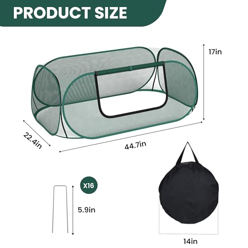 2-Pack Raised Garden Bed Covers, 45" x 22" x 17" Mesh Crop Cage, Pop-Up Plants Cover with 30% Shade Cloth for Seedlings Vegetables Fruits Flowers, Protects Against Birds Animals Pests with 16 Stakes - color: 2Pack-Green