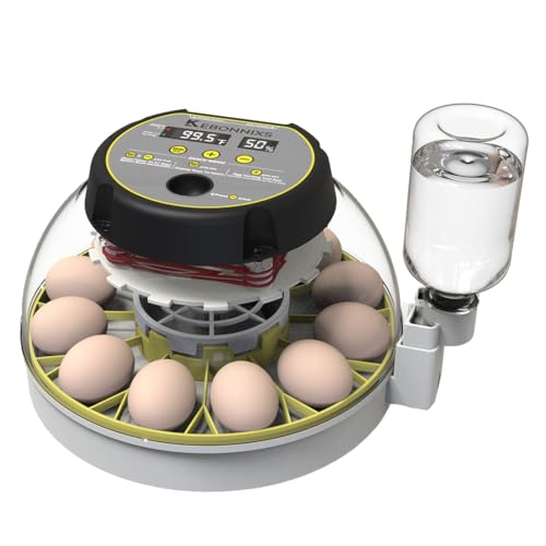 KEBONNIXS 12 Egg Incubator with Humidity Display, Egg Candler, Automatic Egg Turner, for Hatching Chickens