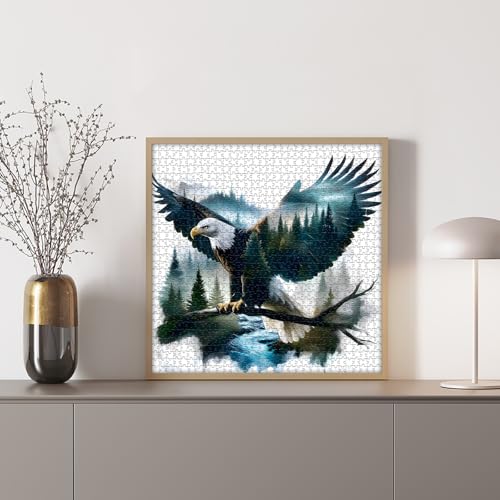 Bald Eagle Puzzles for Adults 1000 Pieces, Fantasy Landscape Animal Bird Puzzle, Nature Forest Plant Scenic Impossible Jigsaw Puzzle - style: Bald Eagle Puzzles