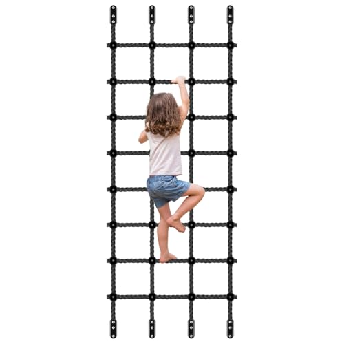 Climbing Cargo Net for Kids Outdoor 30" x 139" No-Knot Nylon Rope Climbing Net Heavy-Duty Playground Climbing Net for Treehouse, Swing Set, Backyard Climbing Frame, Playset Climbing Ladder Net Black - color: Black - 30" X 139"