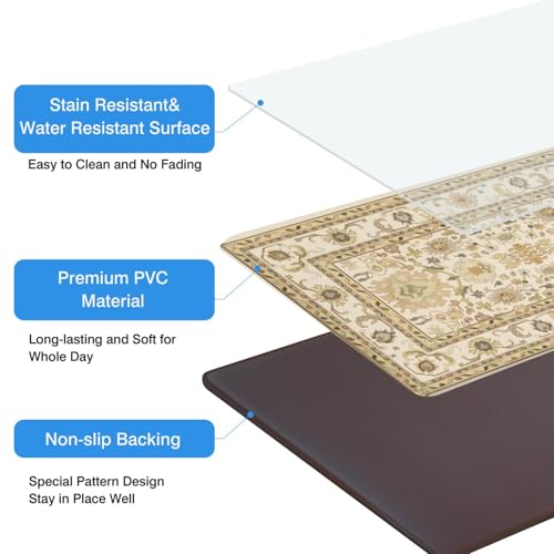 Boho Kitchen Mat, 2PCs, 17.3" x 47" + 17.3" x 29", Cream & Gold | Non-Slip Cushioned Comfort Washable Anti-Fatigue Floor Rug, Ergonomic Standing Rugs, Set of 2 for Home, Sink, Laundry - color: Black-1