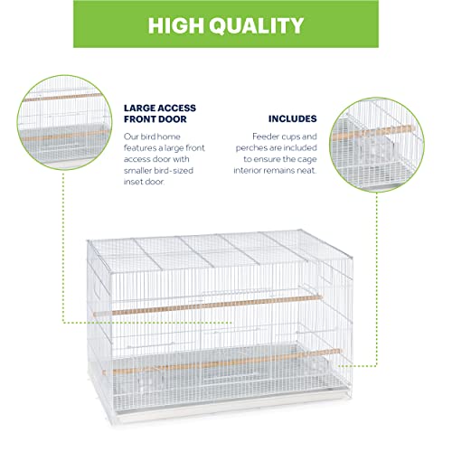 Prevue Pet Products Flight Cage Metal Steel Bird Crate, Multi-Bird Home Stackable Cage for Birds, Home Crate for Extra-Small Pet Parakeets, Finches, and More, White