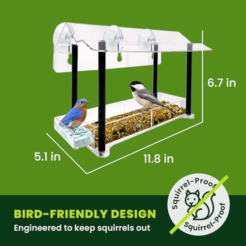 Window Bird Feeder with Strong Suction Cups, Clear Acrylic Window Mounted Bird Feeder, Weather-Resistant, Durable, Squirrel-Resistant, Column Style - size: Column
