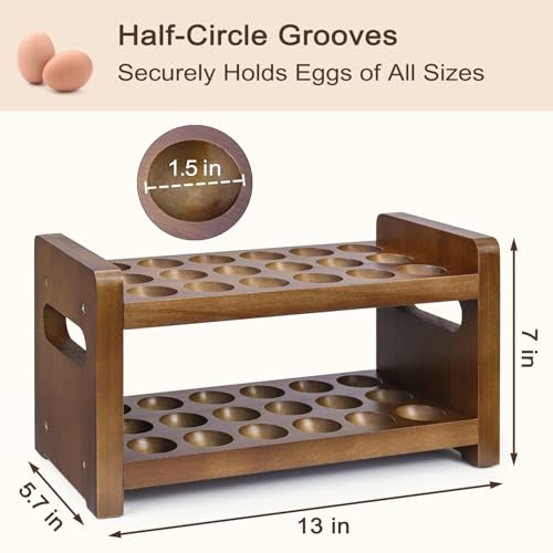 Egg Holder Countertop, 2-Tier Wooden Egg Holder for 36 Eggs | Wooden Countertop with Carry Handle for Chicken, Duck, and Quail Eggs - color: Regular