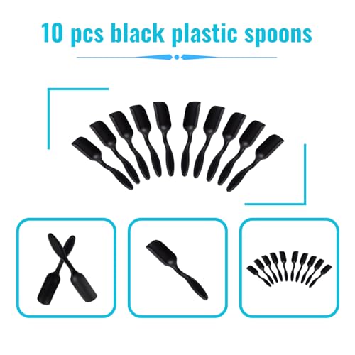 10Pcs NINGDAN Mini Shovel,Plastic Mini Gardening Shovel Spoons Soil Scoops,Cultivation Digging Transplanting Tools for Succulents Potted Flowers,Milk Powder/Coffee Beans Scoops (All Black) - color: All black