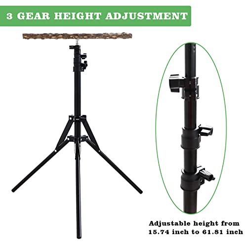 16-63 Inch Adjustable Bird Perch Stand, Natural Pepper Wood Parrot Training Perch Toy, Indoor & Outdoor Accessories for Small to Medium Birds Parrots Parakeets Cockatiels Conures Budgies Finches - size: Size A