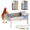 2 in 1 Automatic Chicken Waterer and Feeder | Stainless Steel Chicken Water Feeder With Float Valve, Poultry Water Dispenser for Duck Turkey Quail Pigeon, Easy to Clean