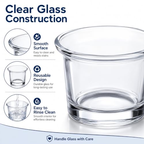 2 Pack Glass Oriole Feeder Cups, 2.44 x 1.81 x 1.89 Inch Replacement Jelly Bowls for Outdoor Feeders, Clear Dishes for Hummingbirds and Small Birds