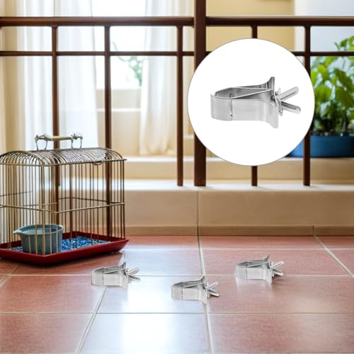 SHINEOFI Parrot Vegetable Food Clips Fixed Clamp Stainless Steel 3pcs Sturdy and Practical with Simple Structure for Bird Cage Feeding for Cockatiel and Finch