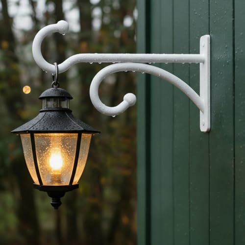 2Pack 6 Inch Plant Hangers Outdoor, Wall Hooks for Hanging Planters Baskets | Heavy-duty metal, indoor outdoor wall mount, for flower pots, wind chimes, lanterns, bird feeders, White - size: 6Inch 2Pack-White