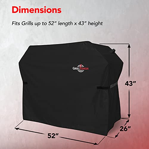 Heavy Duty BBQ Grill Cover for Outdoor Grill, 52 Inch Black | Waterproof, Weather Resistant, UV & Fade Resistant, Heavy Duty Protection, Adjustable Straps, Outdoor Grill Cover, Secure Fit - color: Black, size: 52''L x 26''W x 43''H