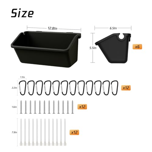6-Pack 5 Qt Hanging Goat Feeders and Mineral Troughs for Fences | Thick plastic with mounting clips, zip ties and screws; for grain, grit and minerals; suitable for sheep, ducks and chickens - color: 6 Pack