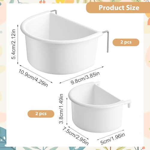4 Pcs Bird Feeder Hanging Cups Water Food Dispenser Plastic Bird Food Bowls Birds Cage Feeder Universal for Parrots Small Birds Parakeets