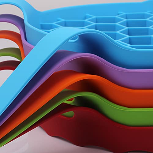 Silicone Sling Lifter, Cooker Sling With Handles Cooling Drying Rack Bakeware Sling Egg Steamer Rack for Cooking, Roasting, Drying(COLOR:Blue/8 Inch)