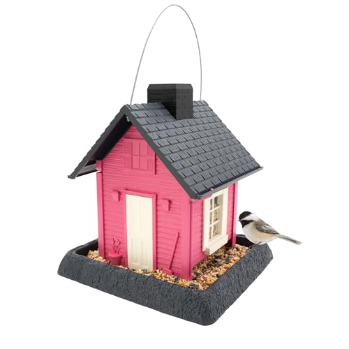 North States Village Collection - Fiesta Pink Cottage Bird Feeder: Hanging Bird Feeder for Outdoors, Holds 5 Pounds of Seed - color: Fiesta Pink