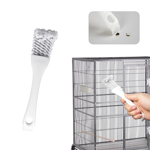 Bird Cage Cleaner with Long Handle & Shovel – Hard Bristles Easy Bird Droppings Removal Brush for Parrot & Pet Cages & Bird Perch – Durable Bird Cage Cleaning Tool & Accessory (1)