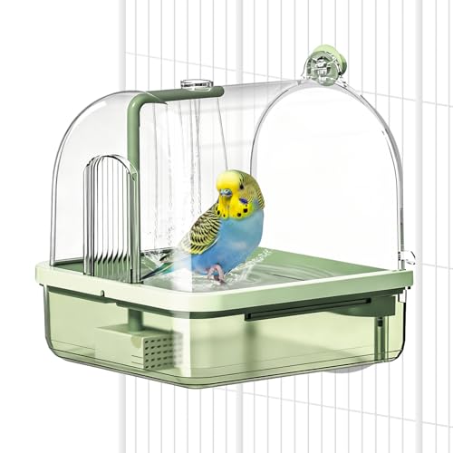 Parrot Bathtub Automatic Bath Shower,Automatic Bird Bath with Pump(hang) | Bird Shower Fountain Indoor Bathtub with Running Water,for Lovebirds, Budgies - color: Translucent