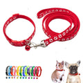 Puppy Dog Collar Leash Set,Cat Kitten Collars with Bell, Red XXS,XS | Paw Print Reflective Dog Collar Leash Set with Bell, Basic Nylon Boy Girls Pet Collar Adjustable For XXS XS S Tiny Puppies - color: red