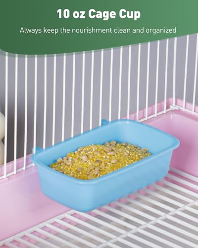 Pawfly 4 Pcs Cage Cups Hanging Plastic Bird Cage Feeders with Hooks 10 oz Rabbit Feeders for Cages Rabbit Food Bowls Waterers Bunny Cage Feeding Dishes for Small Pets Parrots Hamsters Guinea Pigs - size: 4 pcs