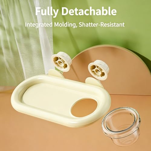 Bird Feeding Platform,bird feeder for cage,Parrot Rest Station with Food Bowl, Parrot Cage Perch,bird perches for Cages,Platform with Feeding Bowl for Parakeets and Small Birds cage Accessories(White)