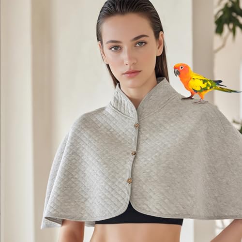 Parrot Shoulder Protector & Bird Diaper Shawl - Keep Clothes Safe from Scratches & Poop, Reusable Training Cape for Parakeets, Cockatiels, Conures, Lovebirds, Finches, Macaw (grey) - color: Grey