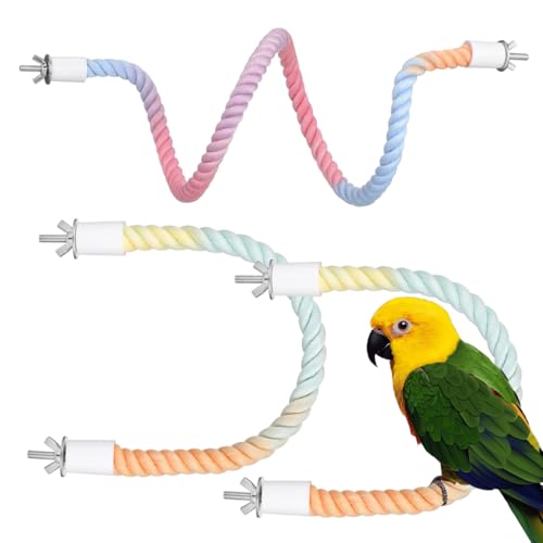 NOLITOY Flexible Bird Rope Perch Cotton Stand for Parrot Macaw Conure Finch | 3 pcs Bendable Metal Wire, Soft Woven Exercise Toy, Climbing System, Entertainment Device 31.4 inch