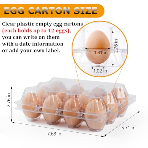 120 Pack Plastic Egg Cartons Cheap Bulk 12 Count, Clear Egg Trays 3x4 Grids | Bulk Egg Carton Fits Small to M Chicken Eggs, Reusable Egg Holder/Container for Family, Chicken Farm and Markets - size: 120P3×4