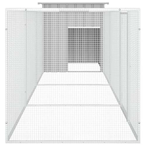 Large Galvanized Steel Chicken Coop for Adult Chickens and Ducks, Expandable Weatherproof Poultry Pen with Secure Locking System and Ventilation - color: Grey, size: 35.8 x 157.5 x 39.4 in