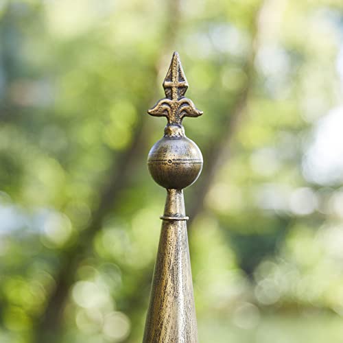Glitzhome 32”H Metal Hanging Birdhouse for Outdoors Oversized Farmhouse Pagoda Painted Bird House with Bronze Roof for Bluebird Wren Chickadee Sparrow Bird Nest Box for Garden Patio, Retro Blue - color: Retro Blue